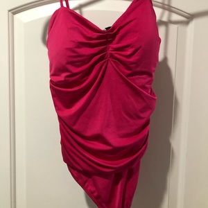 NWT Express Body Contour Silky Ruched Thong Bodysuit